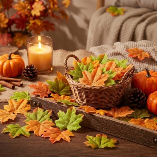 SITUMEIZI 400Pcs Artificial Fall Leaves, Maple Leaves for Autumn Decor