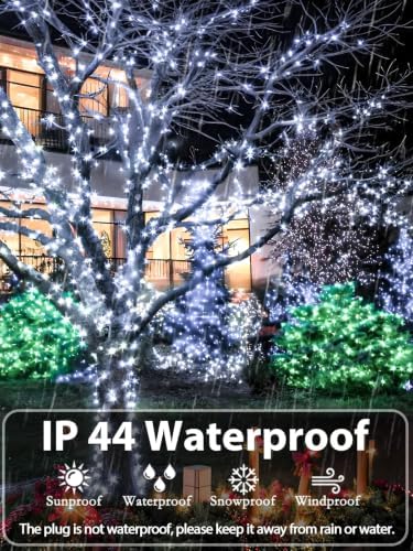 2 Pack Extendable 600 LED Christmas String Lights Indoor Outdoor Cool White