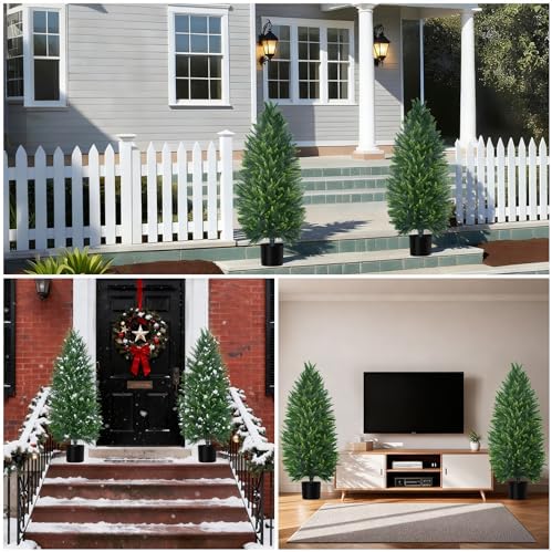 Grooy 5FT Artificial Cedar Topiary Tree with Pot