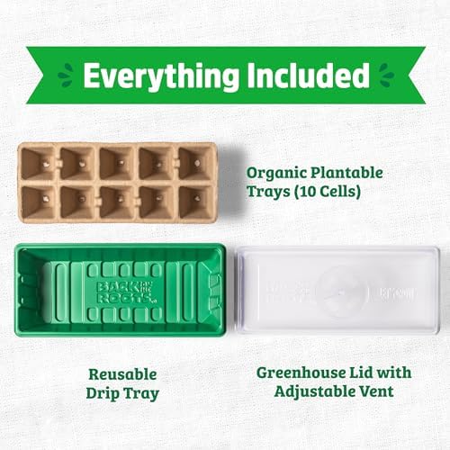 Back to The Roots 10-Cell Greenhouse Germination Kit | Includes Biodegradable Pots & Vented Greenhouse Lid | Made from 75% Recycled Plastic