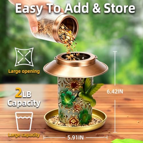 Solar Bird Feeders for Outdoors Hanging, Metal Light, Garden Decor