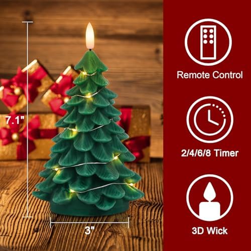 Eldnacele Christmas Tree Flameless Candles String Light with Remote Timer