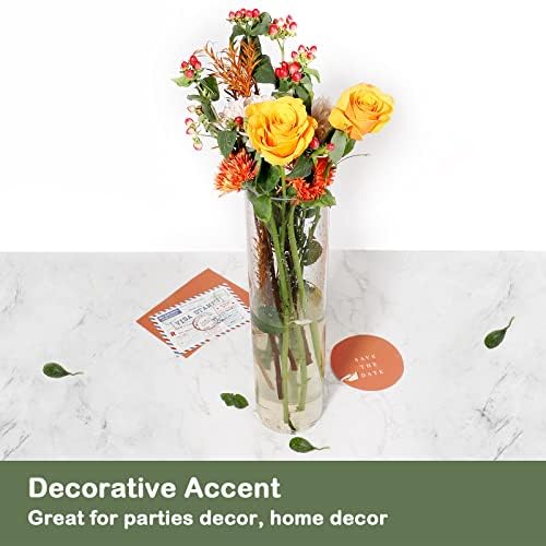 Tall Vases for Centerpieces, Clear Acrylic Cylinder Vase, 4" W x 16" H Round Vase, Decorative Centerpieces Flower Vases for Wedding, Home