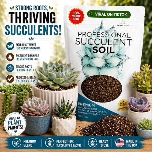 Professional Succulent Soil Mix Ready to Use Extra Large 8.2 Quarts, Premium Potting Soil for Succulents and Cactus, Fast Draining Blend Canadian Peat Coarse Sand Pinebark Indoor Made in USA