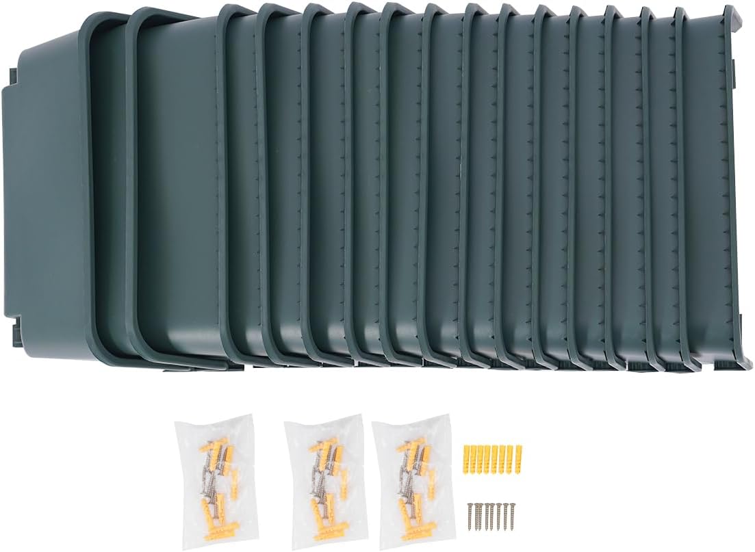 Vertical Wall Planter, Wall-Mounted Living Garden Planter with 16 Plastic Pots Stackable Wall Hanging Flower Pot Clasp