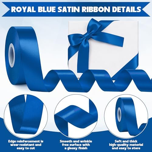 1In 30Yards Royal Blue Satin Ribbon for Flower Bouquet Graduation Wedding