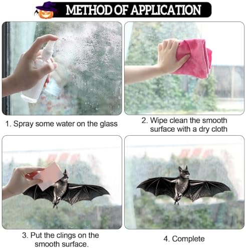 CCINEE Halloween Window Clings, Extra Large Spooky Skeletons and Bats Window Stickers for Home School Office Glass and Halloween Party Indoor Outdoor Decor, 4 Sheets