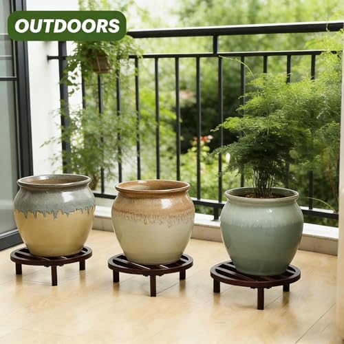 3 Pack 12 Inch Metal Plant Stands Outdoor Indoor Pot Riser,Coffee