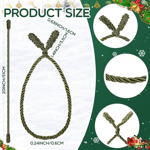 Zhengmy 32 Pcs 20 Inches Christmas Garland Ties Christmas Decorative Twist Ties for Banister Reusable and Flexible Twist for Xmas Home Decorations Holiday Craft Wrapping (Olive Green)