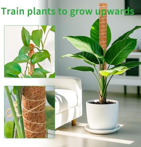 2 Pack Moss Pole for Monstera, 39in Coir Bendable Plant Support Stakes