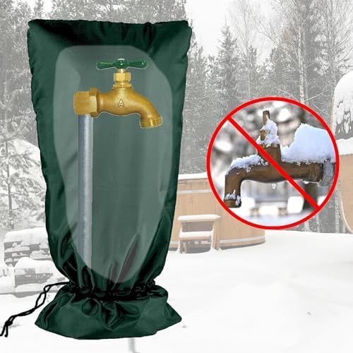 XXL Outdoor Faucet Covers for Winter, 3M Thinsulate Insulation Faucet Freeze Protector, 25”H x 13”W for Garden Lawn Faucets & Yard Hydrant, Waterproof Insulated Spigot Cover Faucet Sock – Green