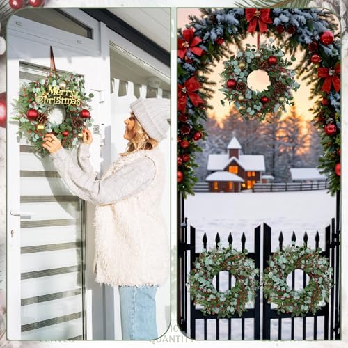 Zeyune 4 Pcs 14" Christmas DIY Green Wreath Artificial Wreath, Chic Style