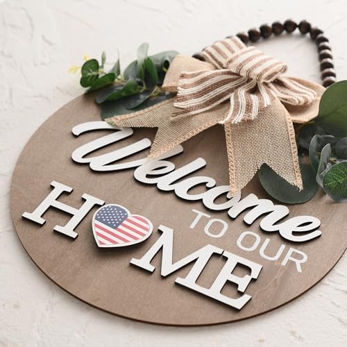 Welcome Sign for Front Door 12 in Wreath Decorations for All Seasons