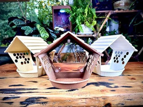 Window Bird Feeder for Outdoors Weatherproof Bird Feeder with Strong Suction Cups, Bird Watching for Cats, Easy to Clean Outdoor Birdhouse Feeder, Original Design Made in USA (Dark Chocolate)