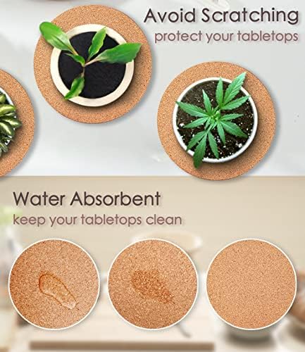 Cork Plant Coasters, Double Layers Cork Plant Mats, 10 Inch, 3 Pcs