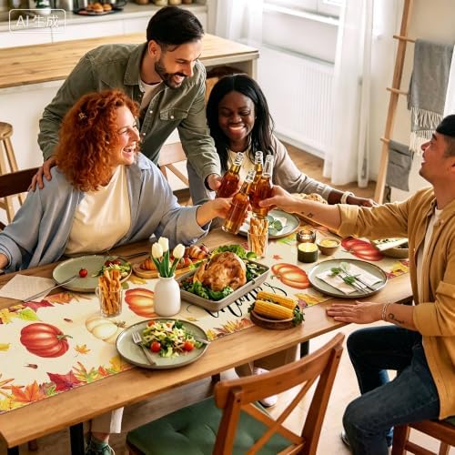 14 × 84 in Thanksgiving Table Runner, Thanksgiving Decorations for Table