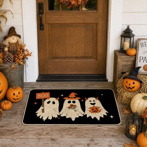 Hexagram Halloween Door Mat Pumpkin Ghost Boo Doormat Front Home Decor
