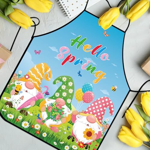 Funny Seasonal Holiday Apron, Adjustable Kitchen Cooking Apron for Women Men BBQ Baking Gardening Party Supplies