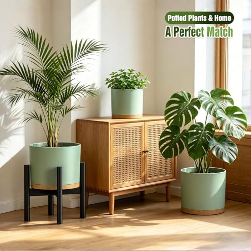 10/9/8 Inch Plant Pots 3 Pack, with Drainage Hole & Saucers