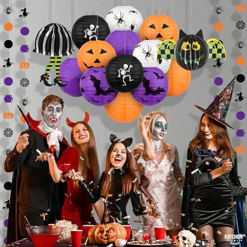 KatchOn Halloween Hanging Paper Lanterns Set, Pack of 15