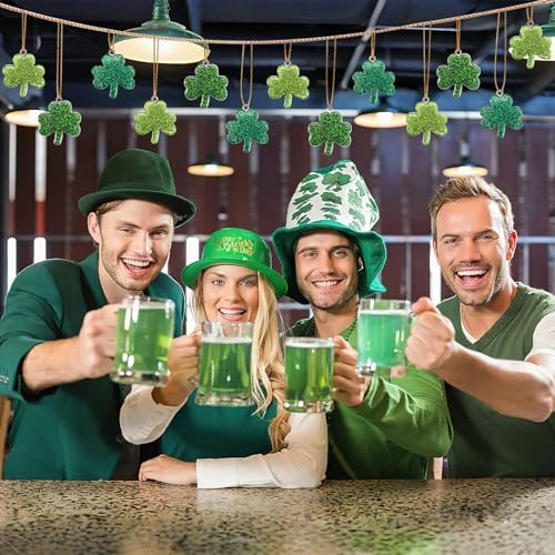 36Pcs St. Patricks Day Ornaments Mini Resin Shamrock Hanging Charms
