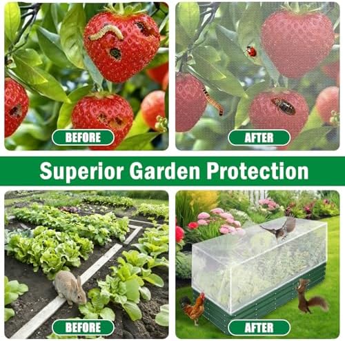2 Pack Garden Netting for Raised Beds, 4.8X2.2FT Drawstring Plant Covers