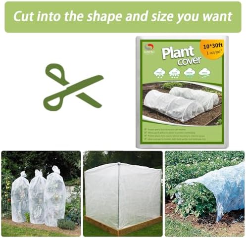 Plant Covers Freeze Protection, 10ft x 30ft 1.0oz/yd² Reusable Floating Row Cover, Frost Cloth for Outdoor Plants, Breathable Frost Blanket for Winter Cold Weather & Pest Protection