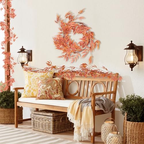 RECUTMS Artificial Silk Willow Leaves Vine Twig 2Pc 5.7Ft Fall Ivy Garland