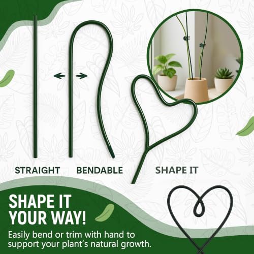 20pcs 16" Bendable Plant Support Stakes & 30 Clips- Orchid Stakes and Clips