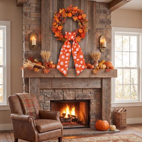 VitalCozy Fall Pumpkin Wreath Sash for Front Door