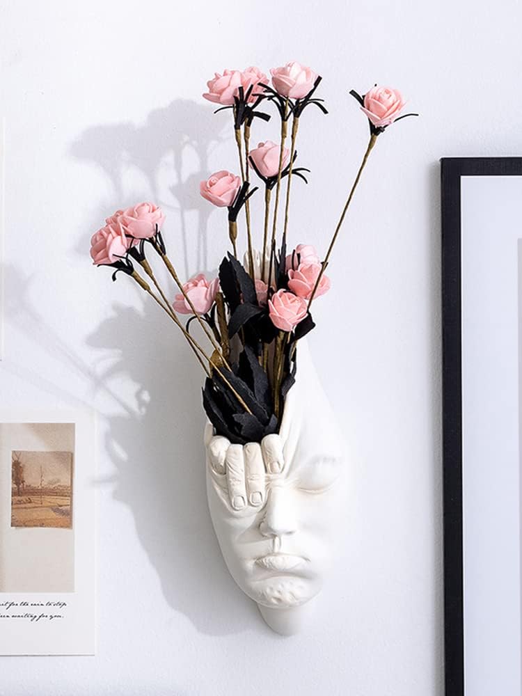 Hanging Face Vase, Wall Mounted Resin Face Flower Pot, Easy to Install Face Vase for Wall Decor, Creative Modern