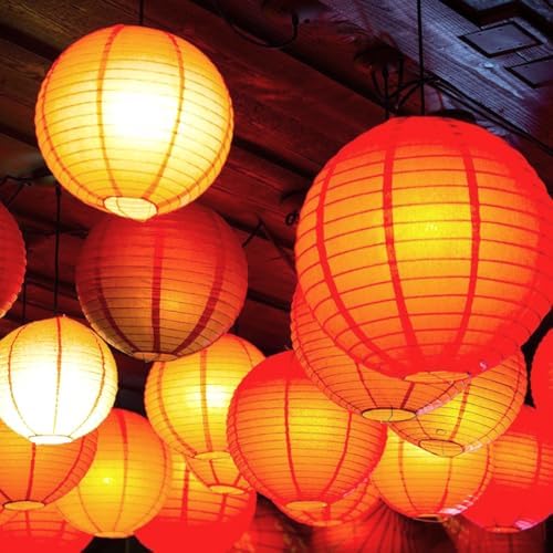 Round Paper Lanterns Decorative Hanging Paper Lanterns Chinese Lanterns Japanese Lanterns Hanging for Birthday Wedding Halloween Baby Bridal Shower Fall Home Decor(Orange)