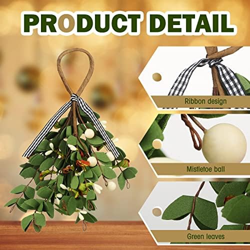 XunYee 4 Pcs Christmas Mistletoe Ornaments Decor
