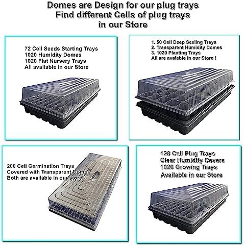 RooTrimmer 10 Pcs Humidity Dome, Plastic Clear Seed Starter Dome 1020 Tray Covers Humidifying and Insulating for Greenhouse Germination and Garden Growing (21.5"×11.5", 3.15" Height, 10-Pack)