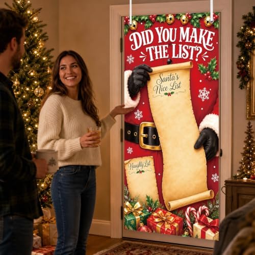 Christmas Gift List Door Cover 71x35 Inch Decorations