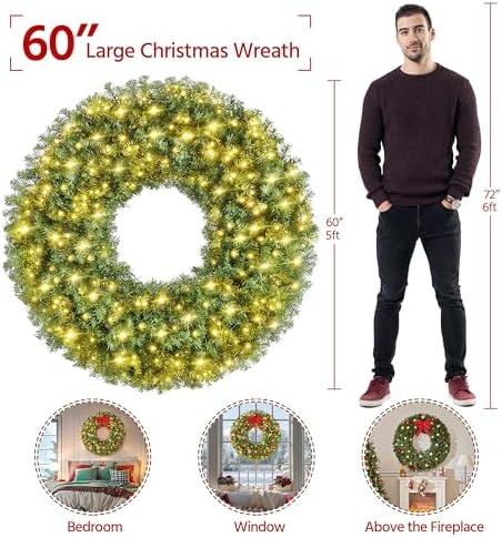 Yaheetech 60in Large Artificial Christmas Wreath