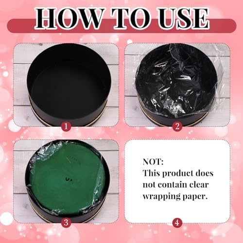 Nuenen Round Gift Box with Lid & Floral Foam Set, Black, 2 pcs, Gift Boxes for Flowers for Mother's Day Bridesmaid Wedding Baby Showers