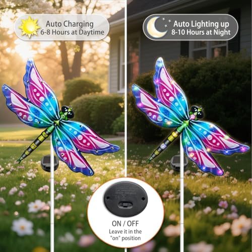 Hexagram Dragonfly Garden Stakes Decor, Dragonfly Garden Yard Stakes