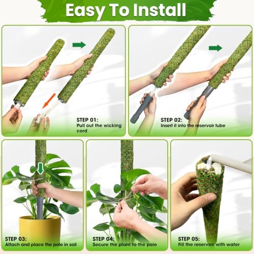 DUSPRO Self-Watering Natural Green Forest Moss Pole, 2pcs 23''