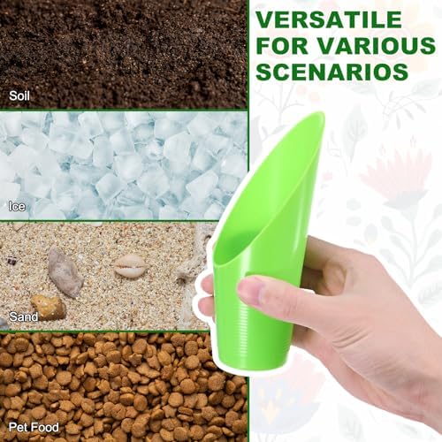 M METERXITY 18-Pack Bonsai Soil Scoops, Plastic Garden Soil Scoops Bucket Shovel Potting Scoopers for Transplanting/Flower Planting/Plant Succulent, Colorful Small Gardening Tools [Green]