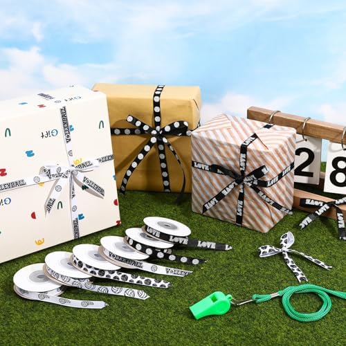 DECYOOL Volleyball Ribbons, 6 Rolls 60 Yards Sports Theme Grosgrain Ribbons