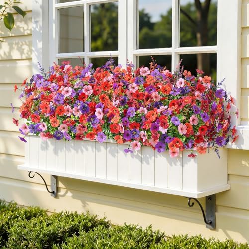SHareconn 24 Bundles Artificial Flowers for Outdoors UV Resistant Decor