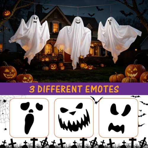 6 Pack Halloween Hanging Tree Ghosts, 27.6 Inch Flying Ghost Decorations