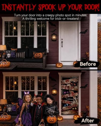 Halloween Door Cover Decor, Outdoor Party Wall Backdrop Sign