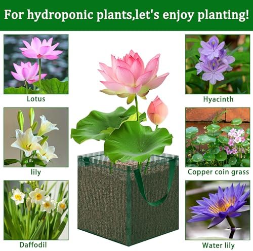 EBaokuup 4 Pcs Pond Planting Bag with Handle, Reusable 7 Inch Square Aquatic Mesh Plant Pot for Ponds, Breathable Green Water Garden Pond Plant Basket for Lotus Bog Terrestrial Plants