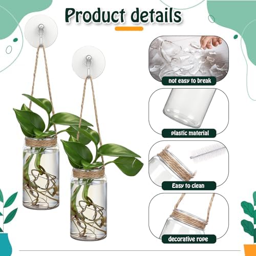 Baderke 9 Set Window Hanging Propagation Stations 3.54'' Plastic Vases
