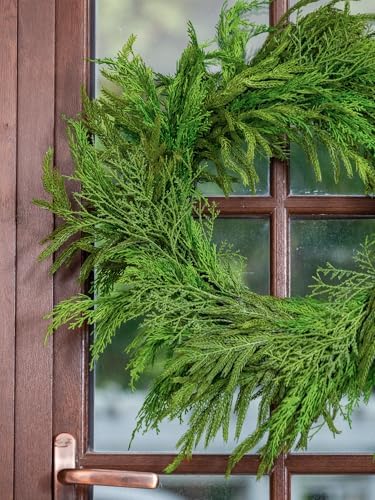 24" Large Cedar Norfolk Pine Wreath for Front Door, Faux Christmas Wreath