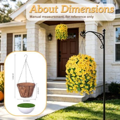 Ammyoo Artificial Faux Hanging Flowers Basket for Fall Outdoor Decor