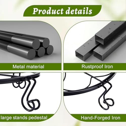 1/2/4 Pack 10/12 Inch Heavy Duty Iron Plant Stands - Rustproof Metal Flower Pot Holder for Indoor Outdoor Use, Round Wrought Iron Planter Stand for Corner Gardening, Patio, Balcony Decor- Black (12IN2PCS)