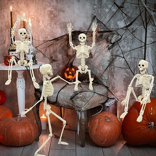 6 Packs Halloween Skeletons, 16 Inch Posable Skeletons for Halloween Props
